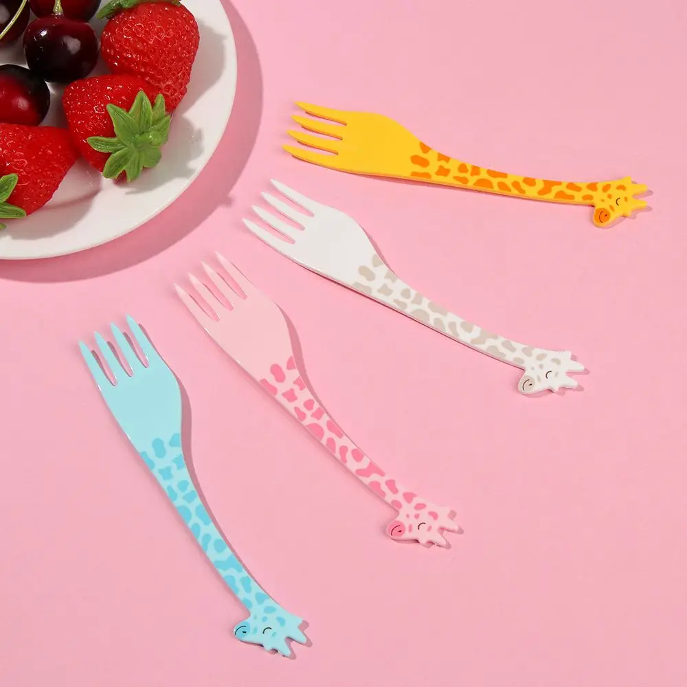 Giraffe Fruit Fork Mini Cartoon Children Snack Cake Dessert Fruit Pick Toothpick Salad Kids Tableware 12 Pcs/Set