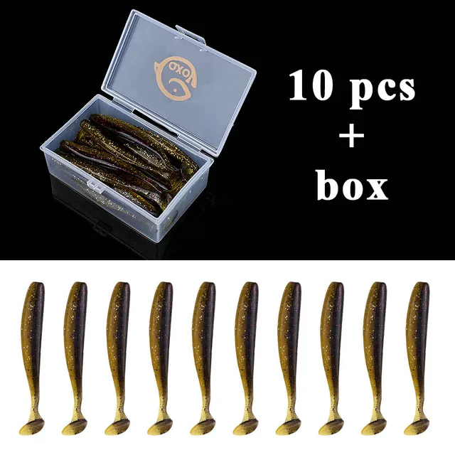QXO Fishing Soft Lure Worm With Box Silicone Bait Swimbait Streamer Sea Fishing Spoon Lure 7cm 10cm Wobbler Set 10pcs