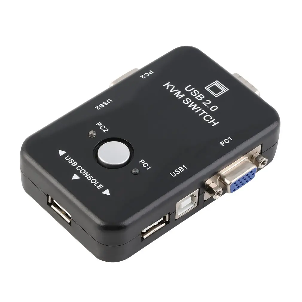 2 порта USB 0 VGA/SVGA KVM коммутационная коробка для совместного использования монитора