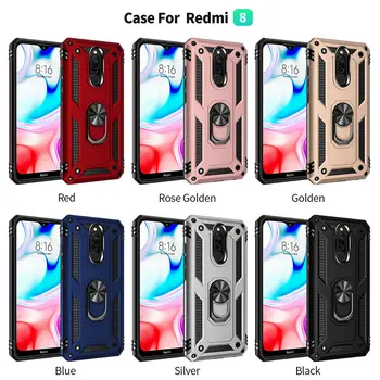 

100pcs/lot For Xiaomi Redmi 8 Ring Buckle Stand Hybrid Military Shockproof Hard Case For Xiaomi Mi Play Redmi Note 8 Pro Note 8
