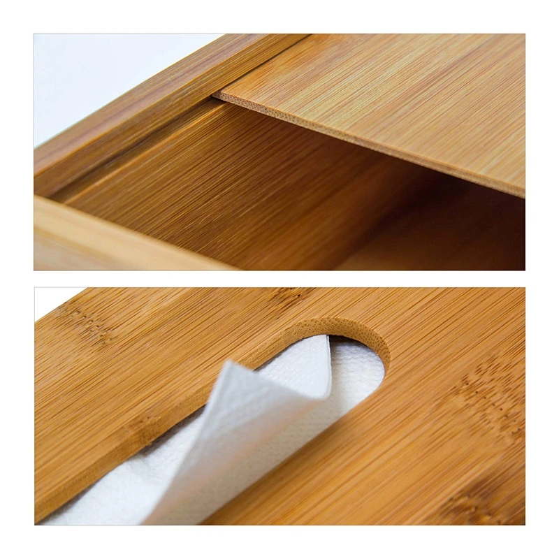 ELEG-Bamboo box 7.5 x 24 x 12 cm can be used for paper handkerchiefs as paper towel dispenser with