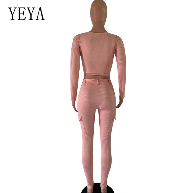 YEYA/комплект из двух предметов; элегантные модные спортивные костюмы с длинными рукавами; с пуговицами; Женские повседневные Комбинезоны с эластичной резинкой на талии; сезон осень