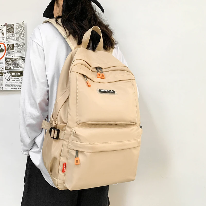 

Trend Simple Solid Backpacks Unisex Lightweight Nylon School Backpack for Teenager Fashion Travel Backpack for Boys Youth Bags