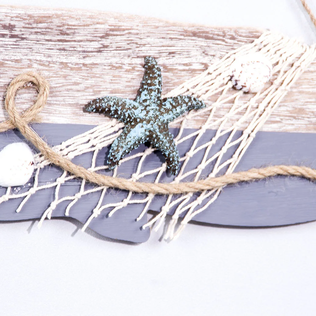 Creative Retro Mediterranean Log Color Whale Ocean Beach Marine Style Ornaments Decorative Home Wall Window Pendant Wooden Deco 5