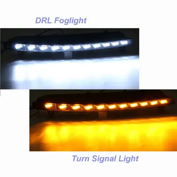 

Hot Pair Car DRL Waterproof 12V LED Daytime Running Light Fog Lamp Bulb For Audi Q7 2006 2007 2008 2009 Yellow Turn Signal Func