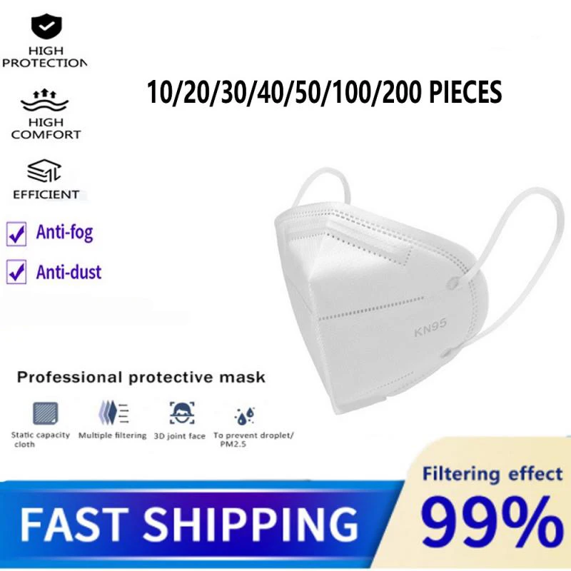 

10/20/30/40/50/100PCS PM2.5 Mascarillas Anti Dust Respirator Protective Mask LOT High Filtration Face Masks masque n95 pk ffp2