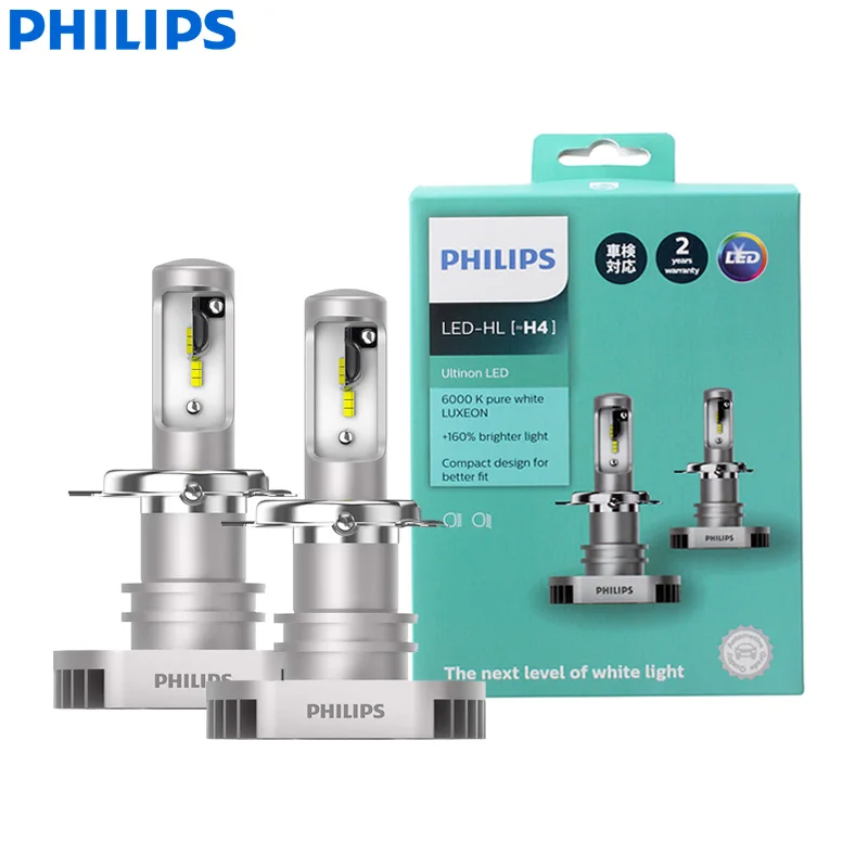 

Philips Ultinon светодиодный H4 9003 HB2 12 В 11342ULX2 6000K яркая автомобильная лампа головного света Auto HL Beam + 160% более яркая (двойная упаковка)