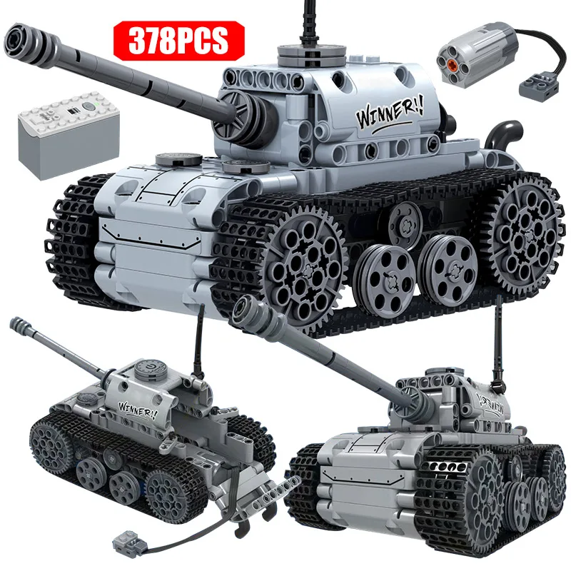 

378pcs City Military Electric Tank Model Building Block Legoing Technic Tank Track Army Soldier Bricks Education Toys For Boys