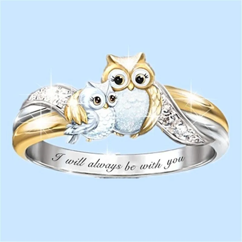 

million source of parent-child owl ring lettering tags cross-border selling ring wish ms double color with the family