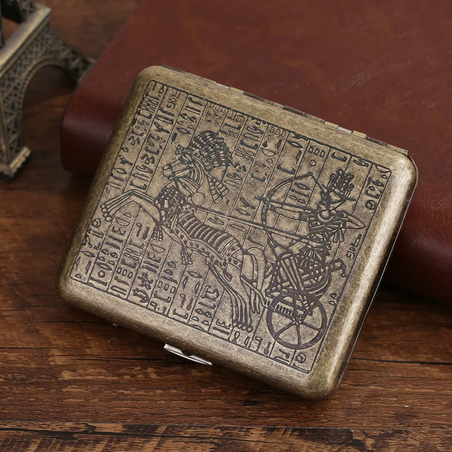 20 Sticks Black Matte Frosted Stainless Steel Metal Cigarette Case For Man Pocket Smoking Box With Gift Box Smoking Accessories War horse