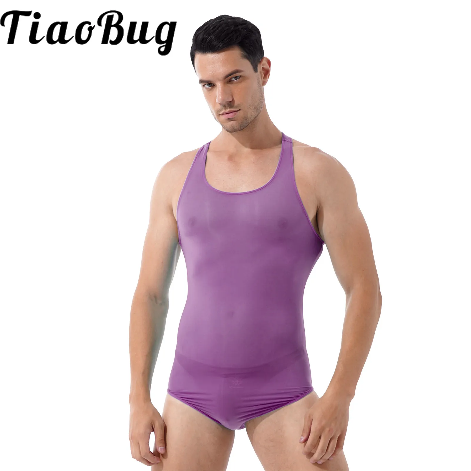 TiaoBug Men Stretchy Long Sleeves Full Body Jumpsuit Stage Performance Dance Costumes Ballet Gymnastics Leotard Unitards Overall mens dancewear