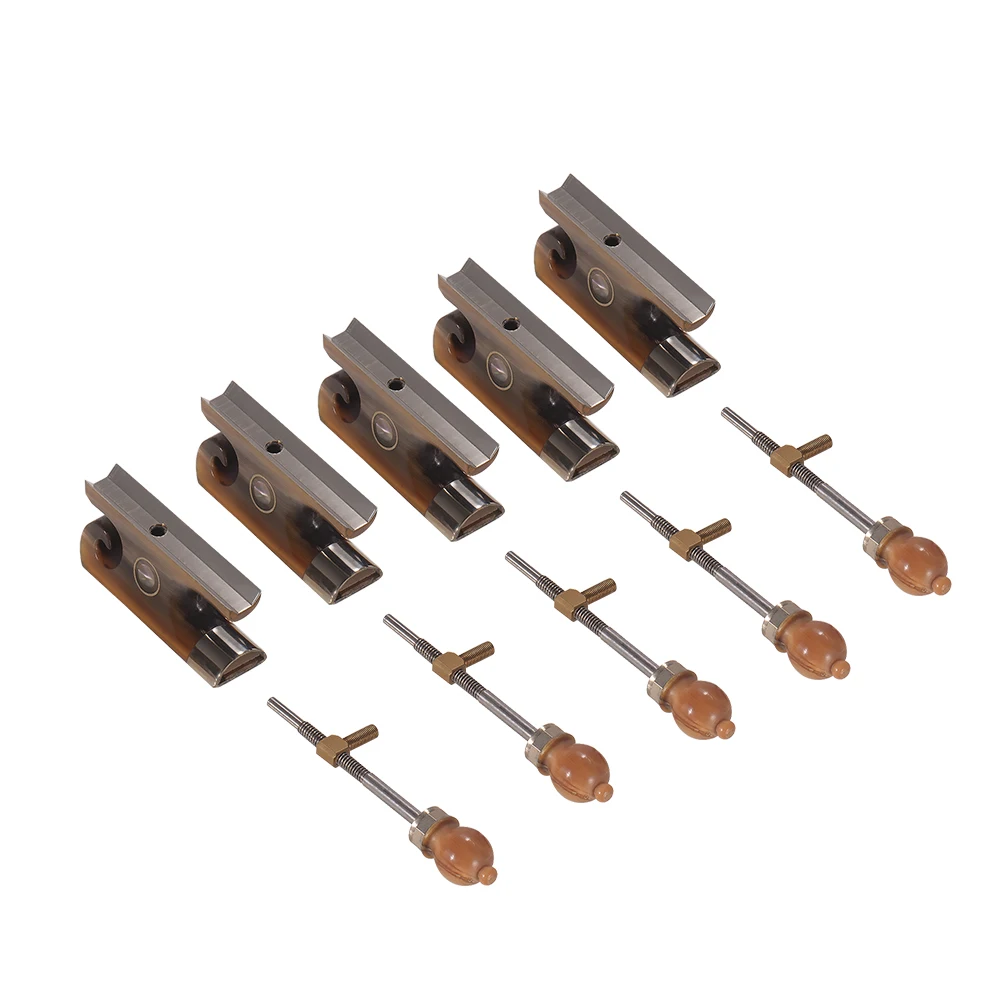 

Fiddle Violin Bow Frog & Screw Set Cattle Horn Material with Beautiful Pattern for 4/4 Violin Bow, Pack of 5 sets