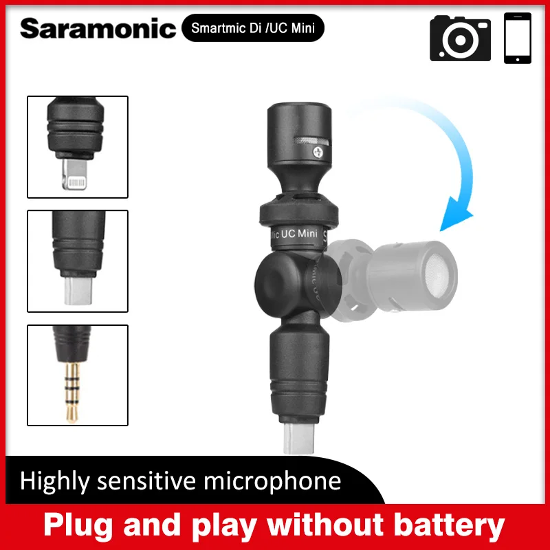 Saramonic Smartmic Di Mini UC Мини Гибкий конденсаторный микрофон с разъемом Lightning и Type C для