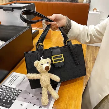 

Single Shoulder Bag Women Autumn Winter Small Square Bag 2020 New Arrival High Quality Bear Armpit Bag All Match Ins Handbag