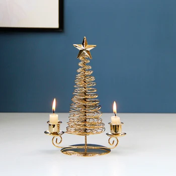 

European Metal Candelabra Silver Elegant Christmas Tree Candlestick Wedding Table Christmas Party Favor Leuchter Home Decor EB5