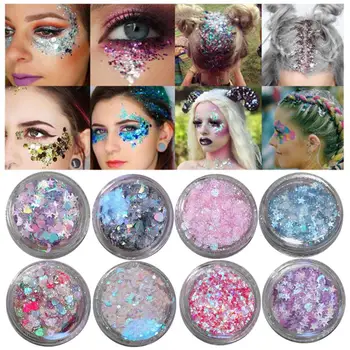 

20color Sequin Glitter Gel Flash Nail Sticker Children Show Eye Makeup Stickers Tear Sticker Phone Glasses Love Stars Stickers