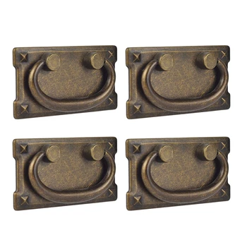 

4Pcs Vintage Antique Bronze Drawer Ring Pull Handles, Cabinet Door Furniture Handle Decoration