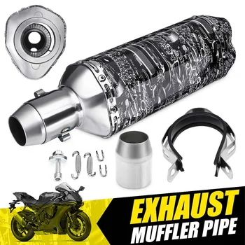 

38-51mm Universal Motorcycle Exhaust Pipe Muffler Pipe Exhaust Muffler Stainless Steel Dual Outlet Motobike Mechanical Pattern