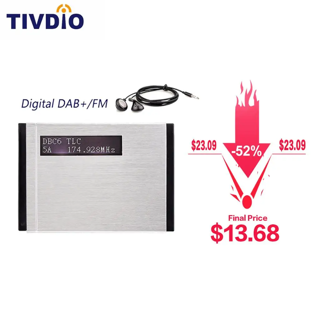 Карманный мини ресивер TIVDIO T 101 DAB fm стереоприемник портативные цифровые часы + RDS