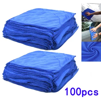 

100x Blue Car Cleaning Towels Auto Washing Microfiber Water-Absorbent Cloth