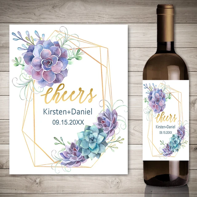 Etichette Personalizzate Per Bottiglie Di Vino - 50 Pezzi Kraft Con Disegno Uva