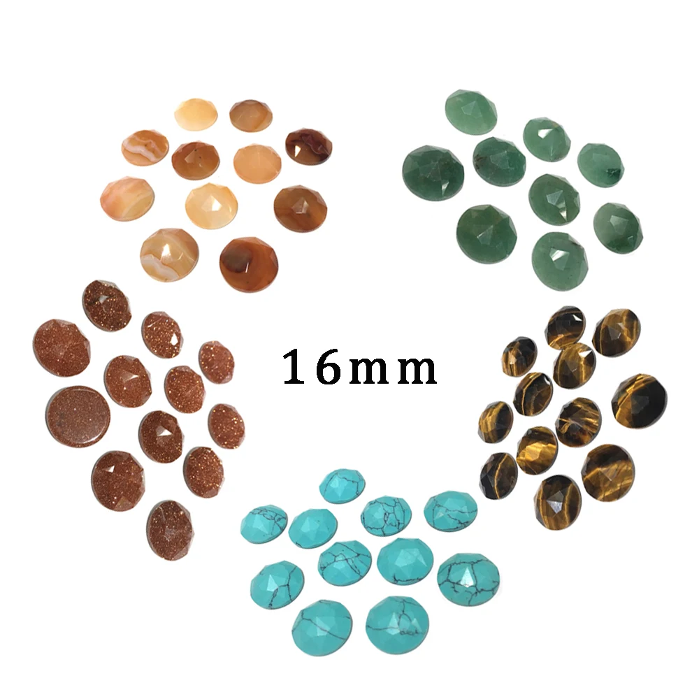 

2020 Natural Stone Loose Beads Faceted Ring Faceted Round Shape for Jewelry Making Rings Pendants Gifts for Women Size 16mm