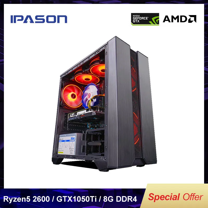 Игровой Компьютер AMD Ryzen5 2600/GTX1050TI 4G D4 8G/16G RAM 256G SSD PUBG/GTA5 Высококачественная