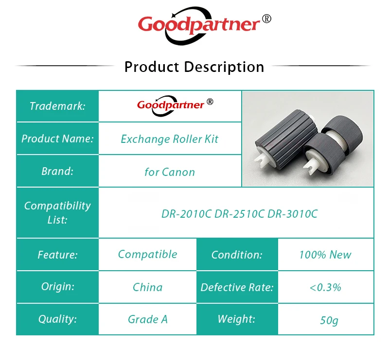 Troque o Kit do Rolo por Canon Dr-c120 Dr-c122 Dr-c130 Dr2010c Dr-2010m Dr-2510c Dr-2510m Dr3010c Scanfront sf 220 300 330 5x - Imagem 5
