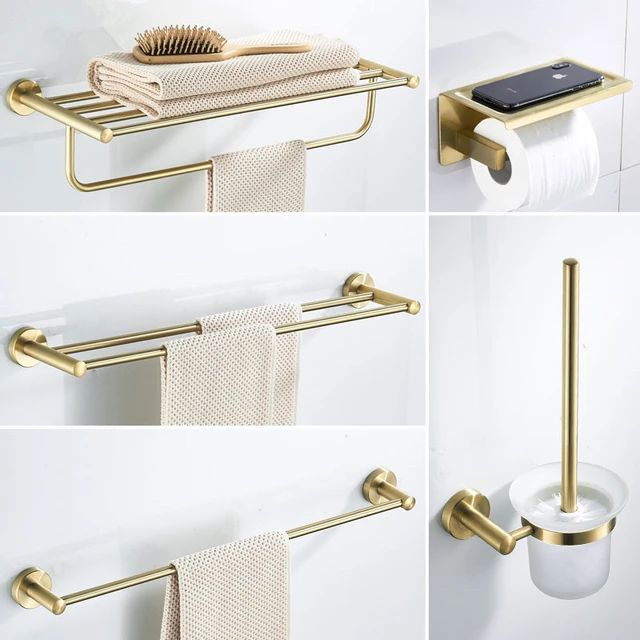 Bathroom Towel Rack Toilet Paper Holder Sets - Brushed Bathroom Accessories  Set - Aliexpress