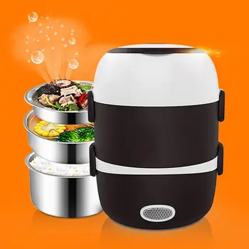 

2/3 Layer Mini Portable Electric Rice Cooker Stainless Steel Thermal Heating Lunch Box Steamer Food Container Warmer