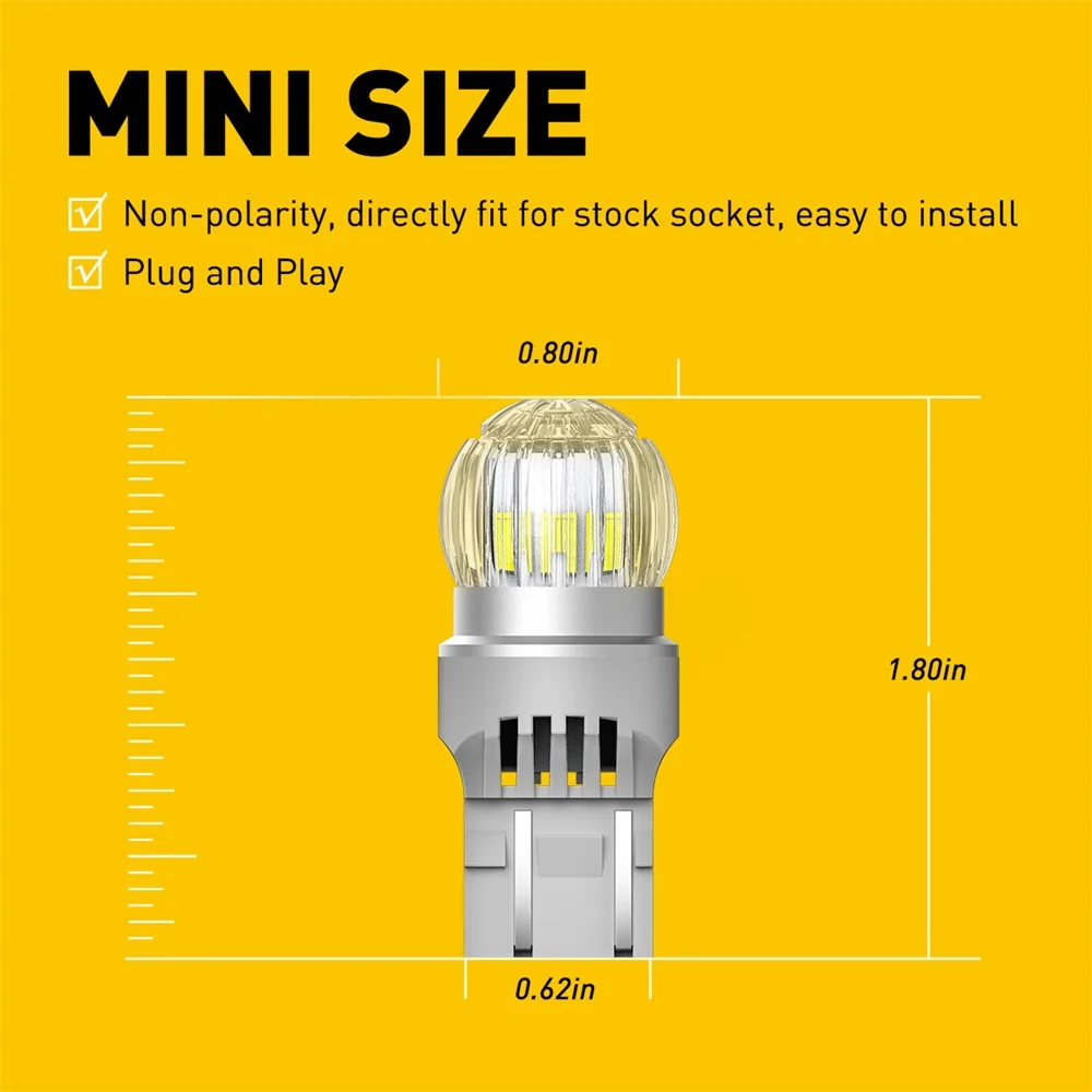 Enhanced LED Turn Signal and Tail Light Bulbs, 6000K White, 12V, Pack of 2