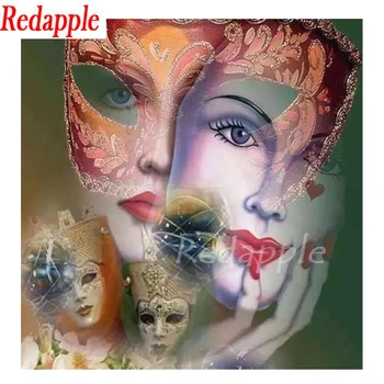 

Full drill square round diamond painting mosaic beauty mask women diamond rhinestone diamond embroidery red lip cross stitch new