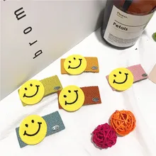 Южная Корея Dongdaemun Горячая смайлик трикотажная ткань BB зажим детские заколки простые милые девушки шпилька головной убор