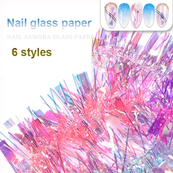

Japanese nail sticker glass fibers rainbow polar color nail flakes 3D DIY mirror effect laser nail art decoration BZ179