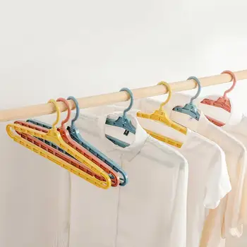 

5pcs/10pcs No Trace Retractable Hanger Rotatable Non-slip Wet Dry Cloth Drying Rack Rotatable Adult Hanger Clothing Storage Tool