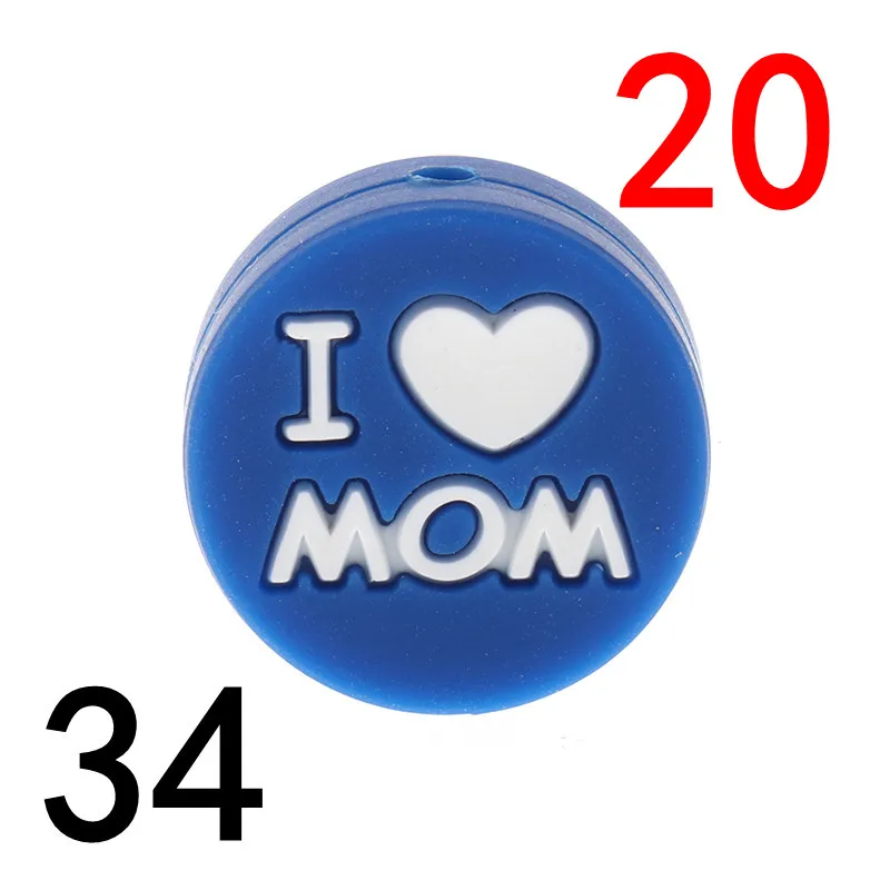 ILMOM34 Atob20 шт мышь Силиконовые бусы для прорезывания зубов грызунов жевательные Детские Прорезыватели соски зажимы цепи бусины жемчуг силиконовый Прорезыватель I L мама - Цвет: ILMOM34