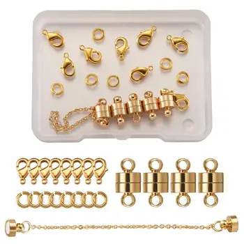 

1Box DIY Jewelry Kits Brass Chain Extender Jump Rings Magnetic Clasps Lobster Clasp for Bracelet Necklace Chain Jewelry Supplies