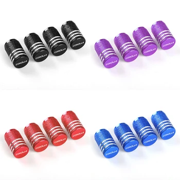 

4pcs universal Color aluminum dustproof valve cap Motorcycle Electric Car Valve caps for Toyota Corolla car styling Accessories