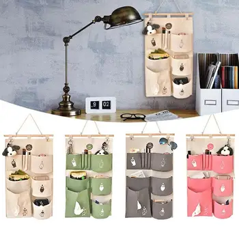 

Cute Owl Design Door Wardrobe Wall Hanging Canvas Storage Box Multi-Pocket Large Capacity Storage Bag Container Organizer