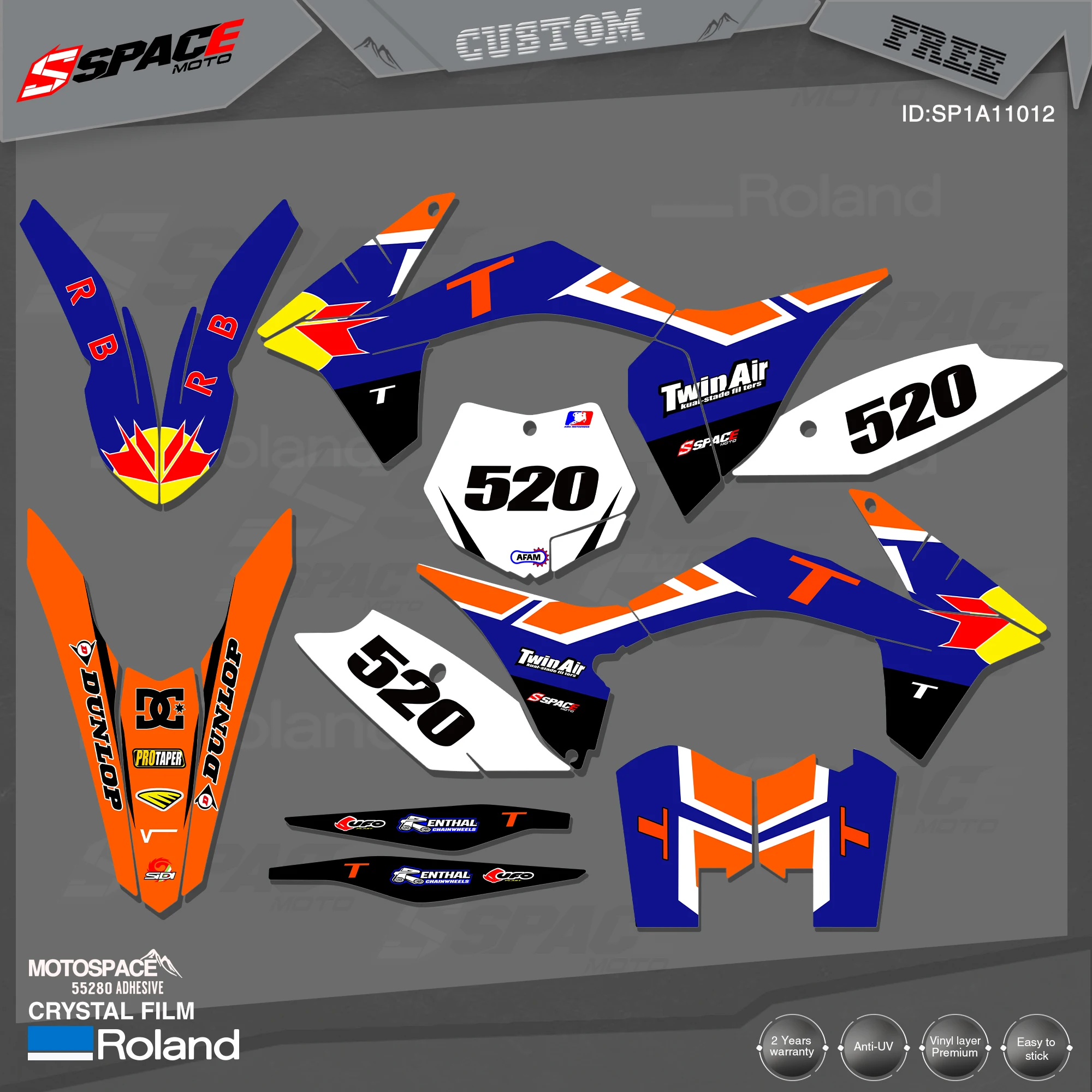 

MotoSpace Custom Team Graphics Backgrounds Decals 3M Stickers Kit For KTM 2011-12SXF 2012-13EXC 012