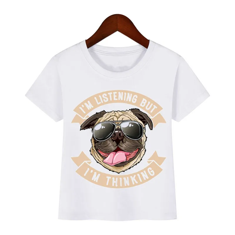 

funny t shirt for girls boys cool pug Roller skating animal print tshirt camisetas kawaii kids clothes dog lover t-shirt boys