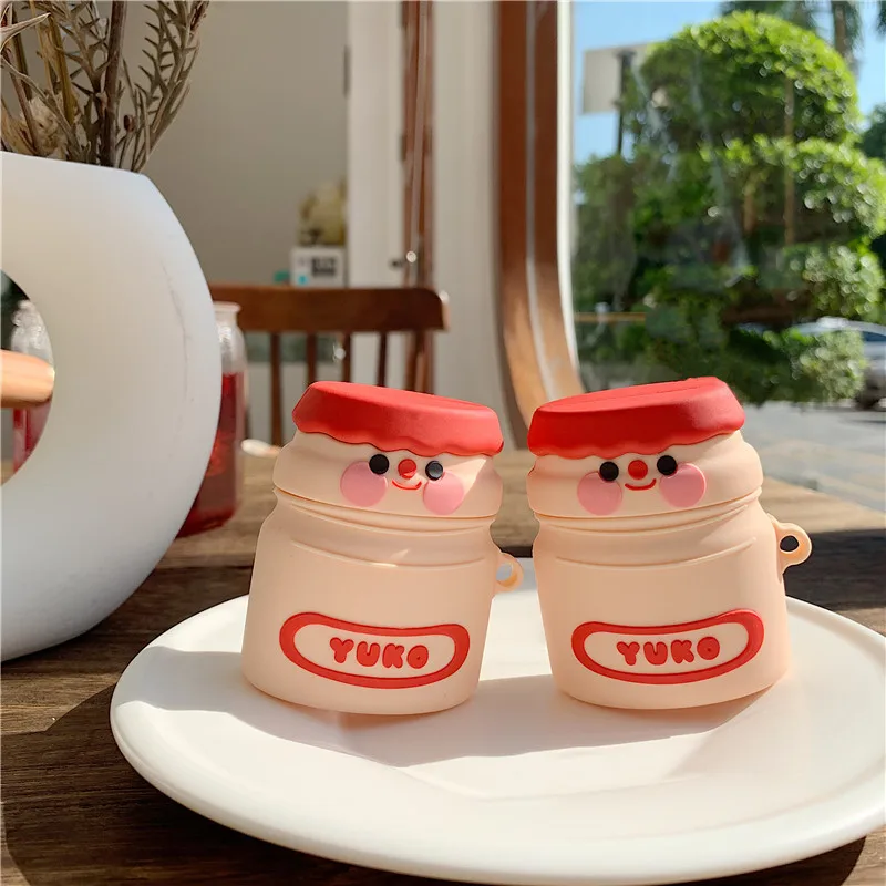 Новый мультфильм 3D бутылки молока силиконовый чехол для AirPods 2 милые Kawaii наушники