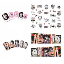 Autocollant d'ongle Halloween décoration d'ongle conception d'horreur élément terroriste Sexy crâne os autocollant d'art d'ongle mélangé(China)