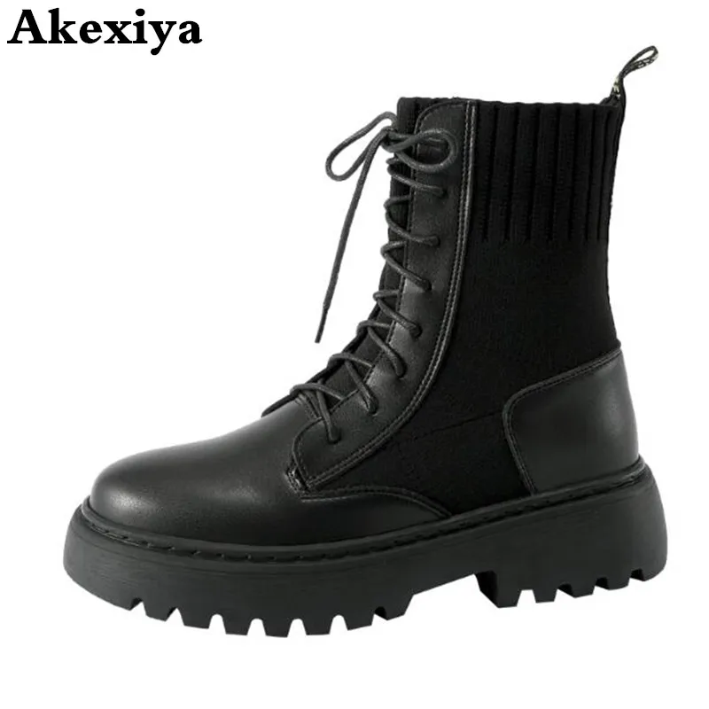

Martin boots female British wind 2019 new wild handsome spring and autumn boots wool mouth thick bottom locomotive short boots