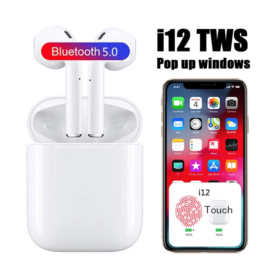

Mini i12 TWS Bluetooth 5.0 Earphone Sports True Wireless Earbuds Touch Earphones Magnetic Charging Box PK i10 i11