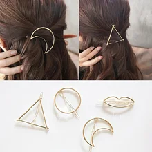 

New Fashion Women Girls Gold/silver Plated Metal Animal Circle Moon Hair Clips Metal Circle Hairpins Holder Hair Accessories