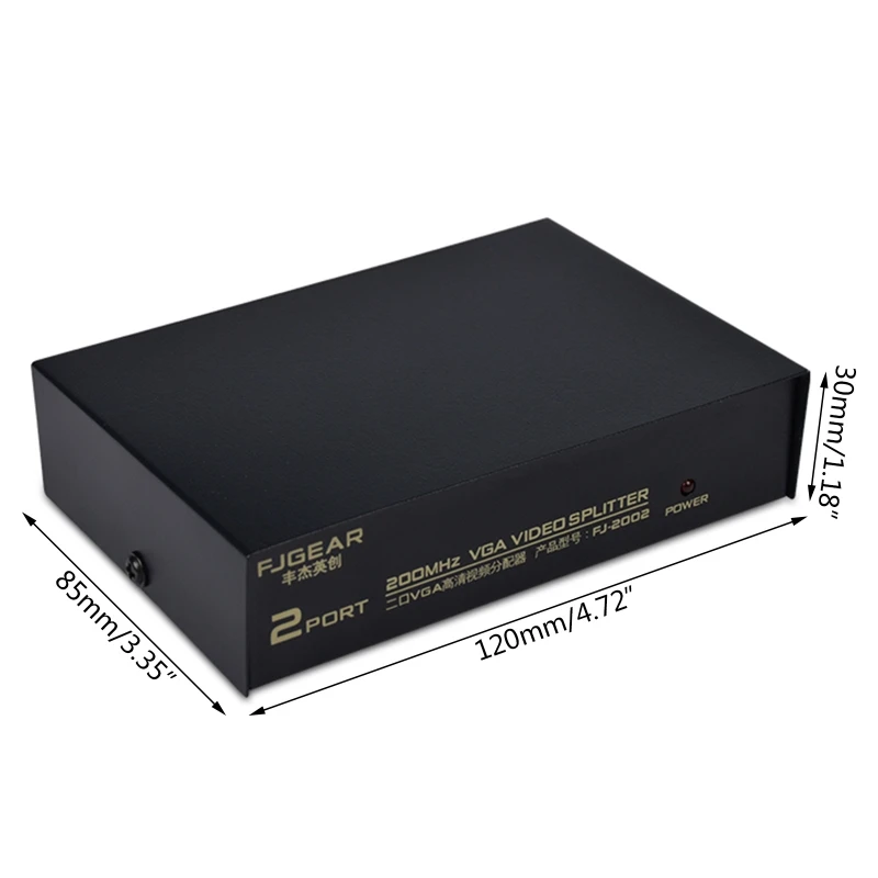 

2 Port VGA Frequency Divider 200Hz Video Distributor Computer Monitor Display