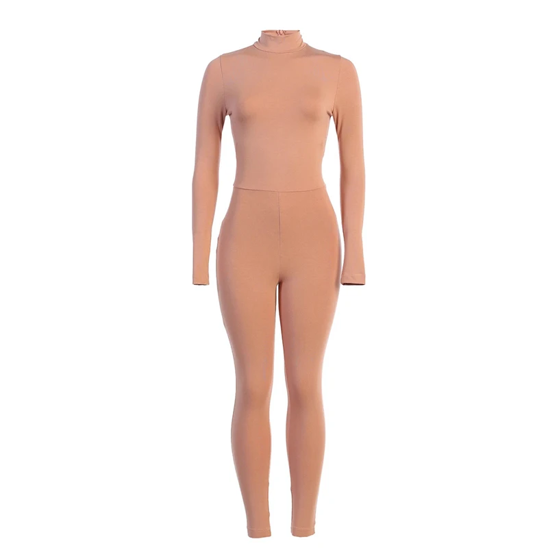NewAsia Autumn Women Jumpsuit Fashion Solid Color Elastic Long Sleeve Sexy Bodycorn Skiing Bodysuit Sports Club Party Outfits