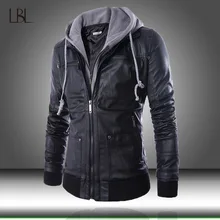 Новинка, мужская осенне-зимняя куртка из искусственной кожи, мужская повседневная модная мотоциклетная кожаная куртка, Мужская Длинная черная верхняя одежда