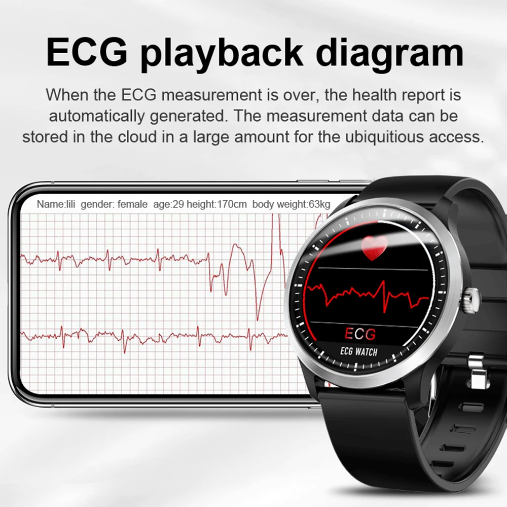 LEMFO Смарт-часы мужские ECG PPG монитор сердечного ритма кровяное давление фитнес-трекер IP67 Водонепроницаемый Спорт N58 1,22 дюймов Smartwatch